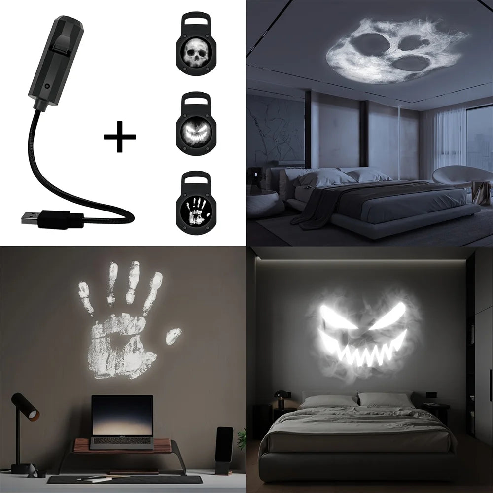 360° Rotatable Skull Projection Lamp, USB Lighting Night
