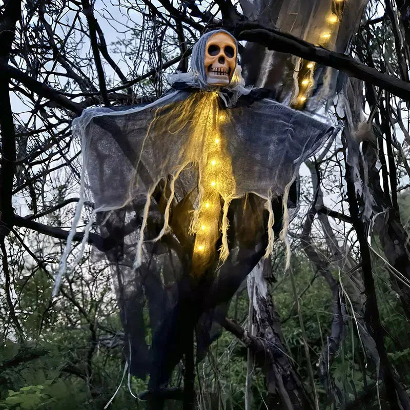 Glowing Skull Skeleton Gauze Hanging Ghost