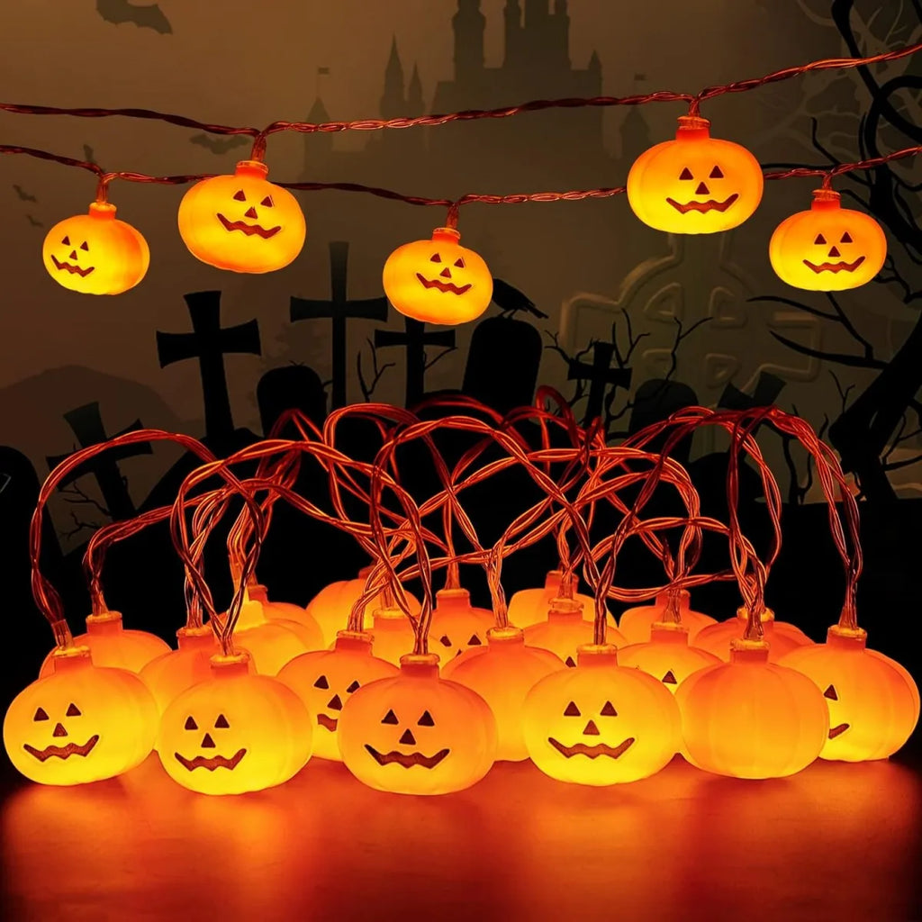 LED Halloween 3D Pumpkin String Lights Battery Powered