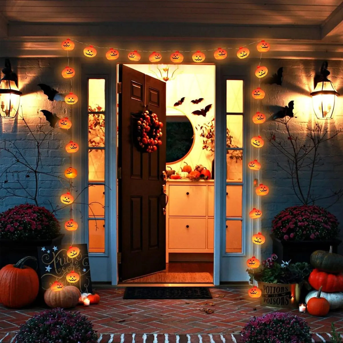 LED Halloween 3D Pumpkin String Lights Battery Powered