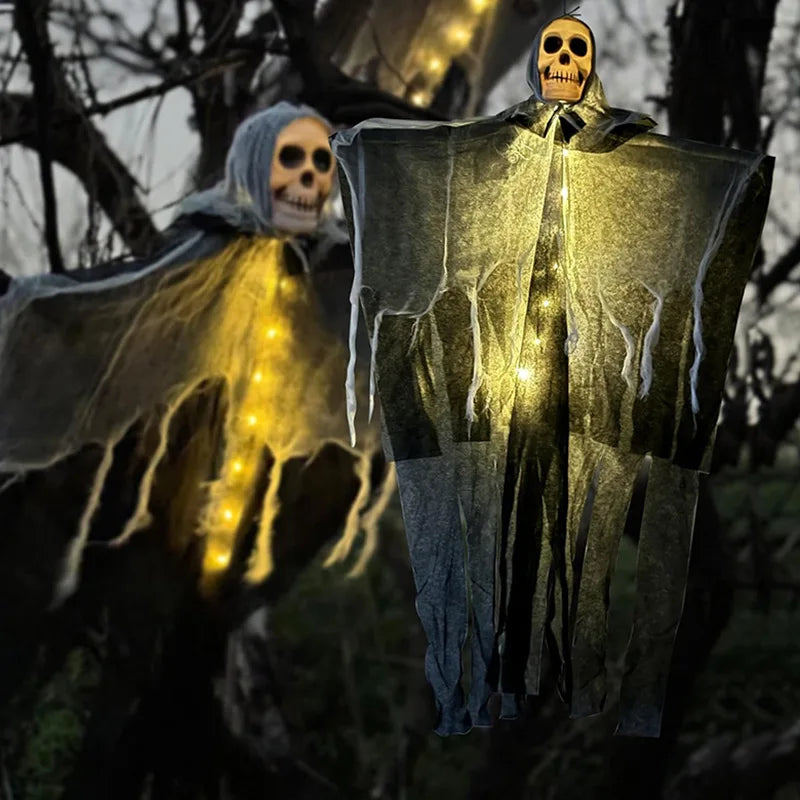 Glowing Skull Skeleton Gauze Hanging Ghost